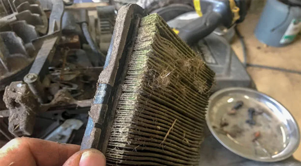 dirty lawn mower air filter