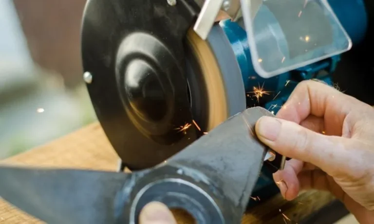 How do you sharpen lawn mower blades?