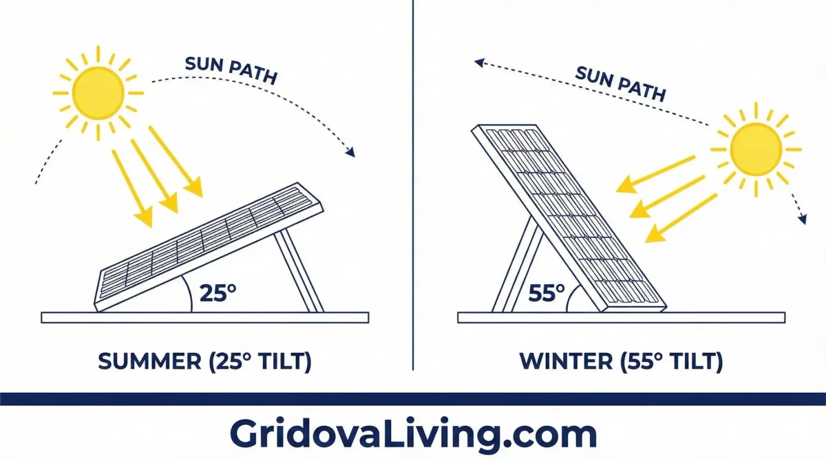 Solar panel tilt angle (elevation angle)